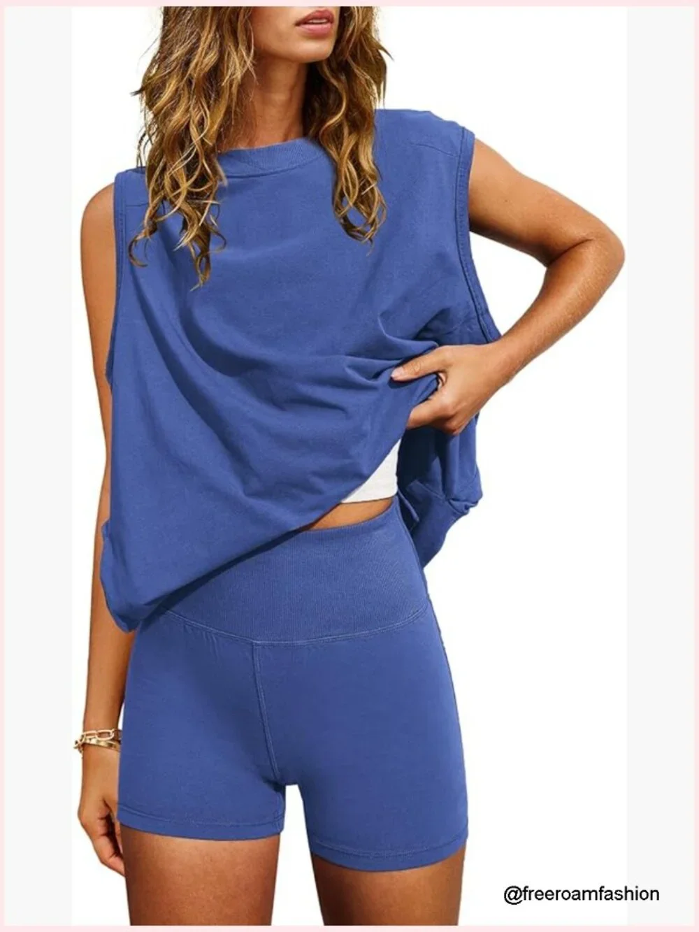 2 Piece Workout Set Matching Lounge Biker Shorts and Tunic Top